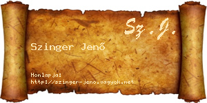 Szinger Jenő névjegykártya