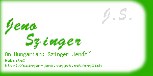 jeno szinger business card